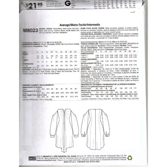 McCall's M8023 Misses 14 to 22 Nicole Miller Bare Shoulder Dress Sewing Pattern - Picture 2 of 2